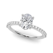 Timeless Hidden Halo Oval Single Row Oval Diamond Engagement Ring in 10K/14K gold and platinum with certified lab-grown or natural diamonds