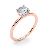 Vintage-Inspired Hidden Halo Rd Engagement Ring Round Diamond Engagement Ring in 10K/14K gold and platinum with certified lab-grown or natural diamonds