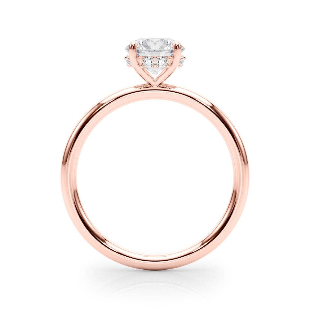 Vintage-Inspired Hidden Halo Rd Engagement Ring Round Diamond Engagement Ring in 10K/14K gold and platinum with certified lab-grown or natural diamonds