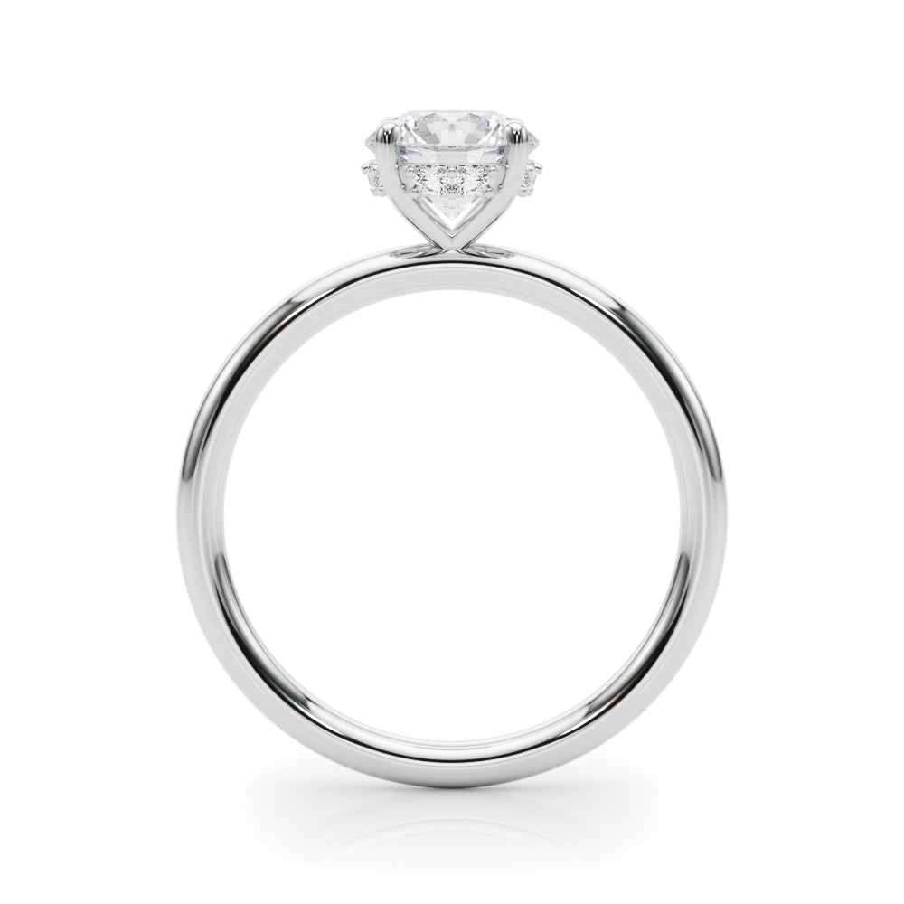 Vintage-Inspired Hidden Halo Rd Engagement Ring Round Diamond Engagement Ring in 10K/14K gold and platinum with certified lab-grown or natural diamonds