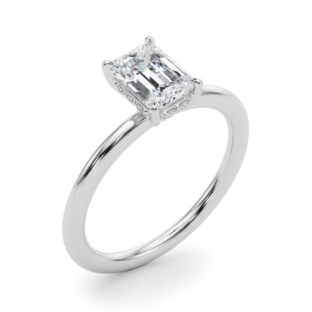 Luxe Hidden Halo Ec Engagement Ring Emerald Diamond Engagement Ring in 10K/14K gold and platinum with certified lab-grown or natural diamonds