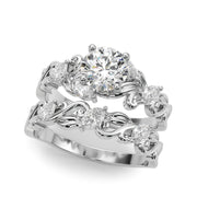 Refined Sidestone Marquise Diamond Engagement Ring in 10K/14K gold and platinum with certified lab-grown or natural diamonds