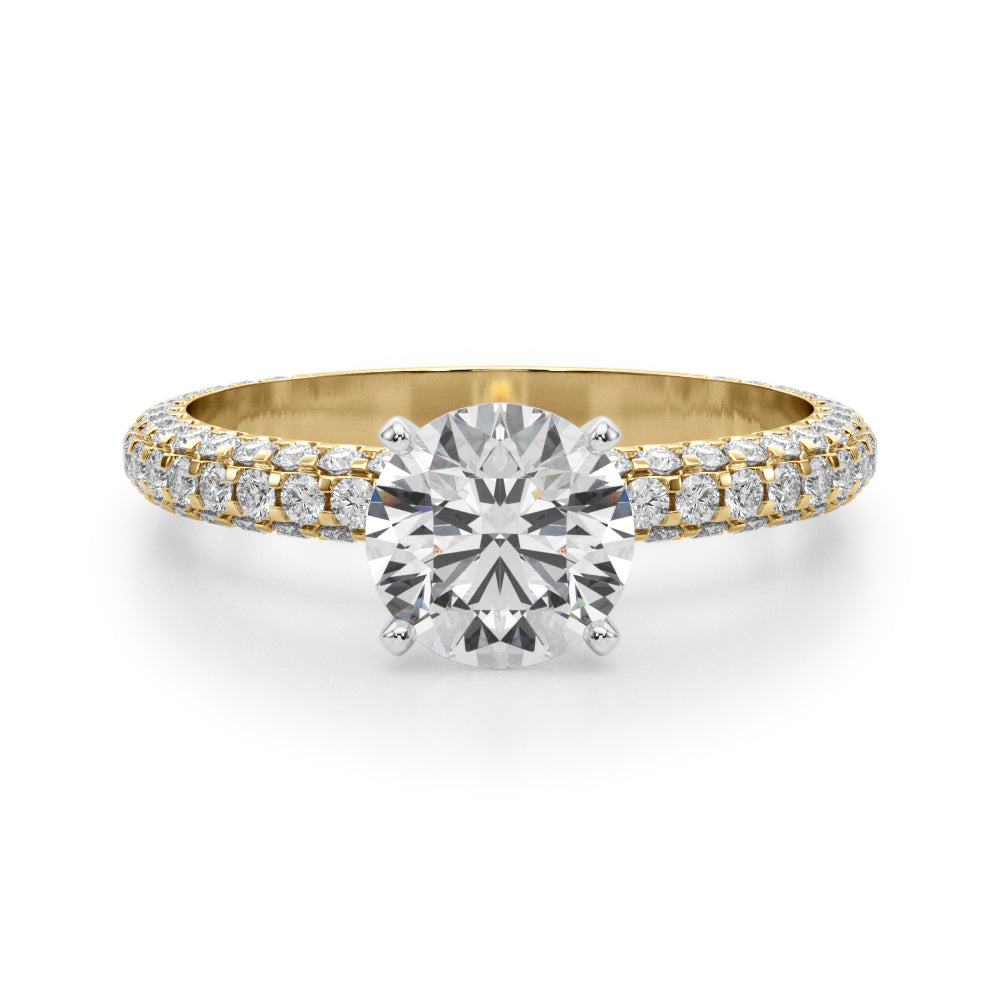 Signature Pave Engagement Ring Round Diamond Engagement Ring in 10K/14K gold and platinum with certified lab-grown or natural diamonds