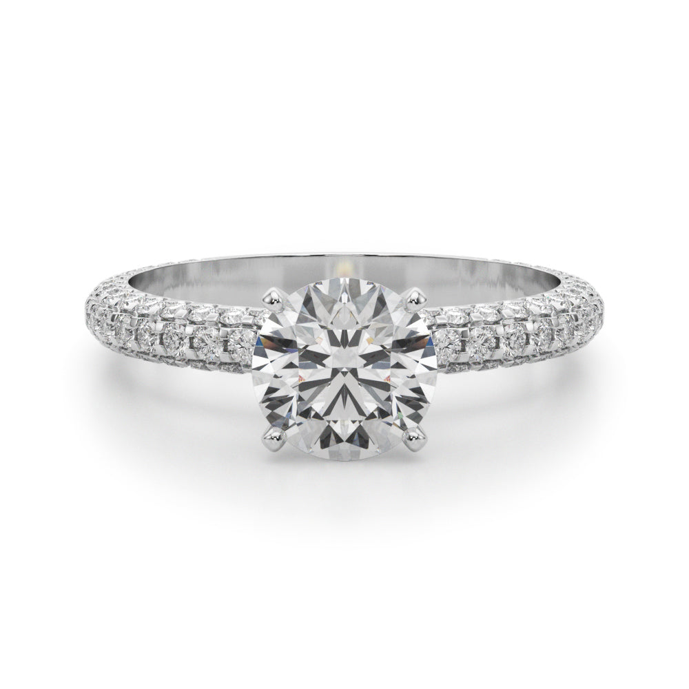 Signature Pave Engagement Ring Round Diamond Engagement Ring in 10K/14K gold and platinum with certified lab-grown or natural diamonds