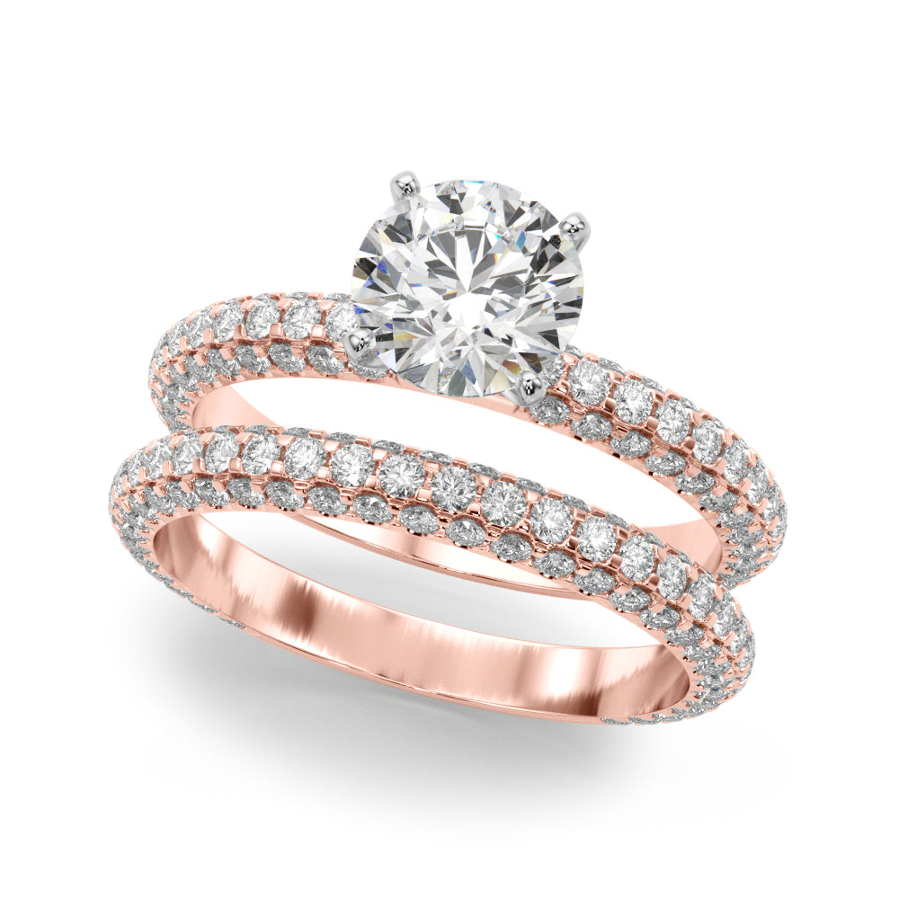 Signature Pave Engagement Ring Round Diamond Engagement Ring in 10K/14K gold and platinum with certified lab-grown or natural diamonds