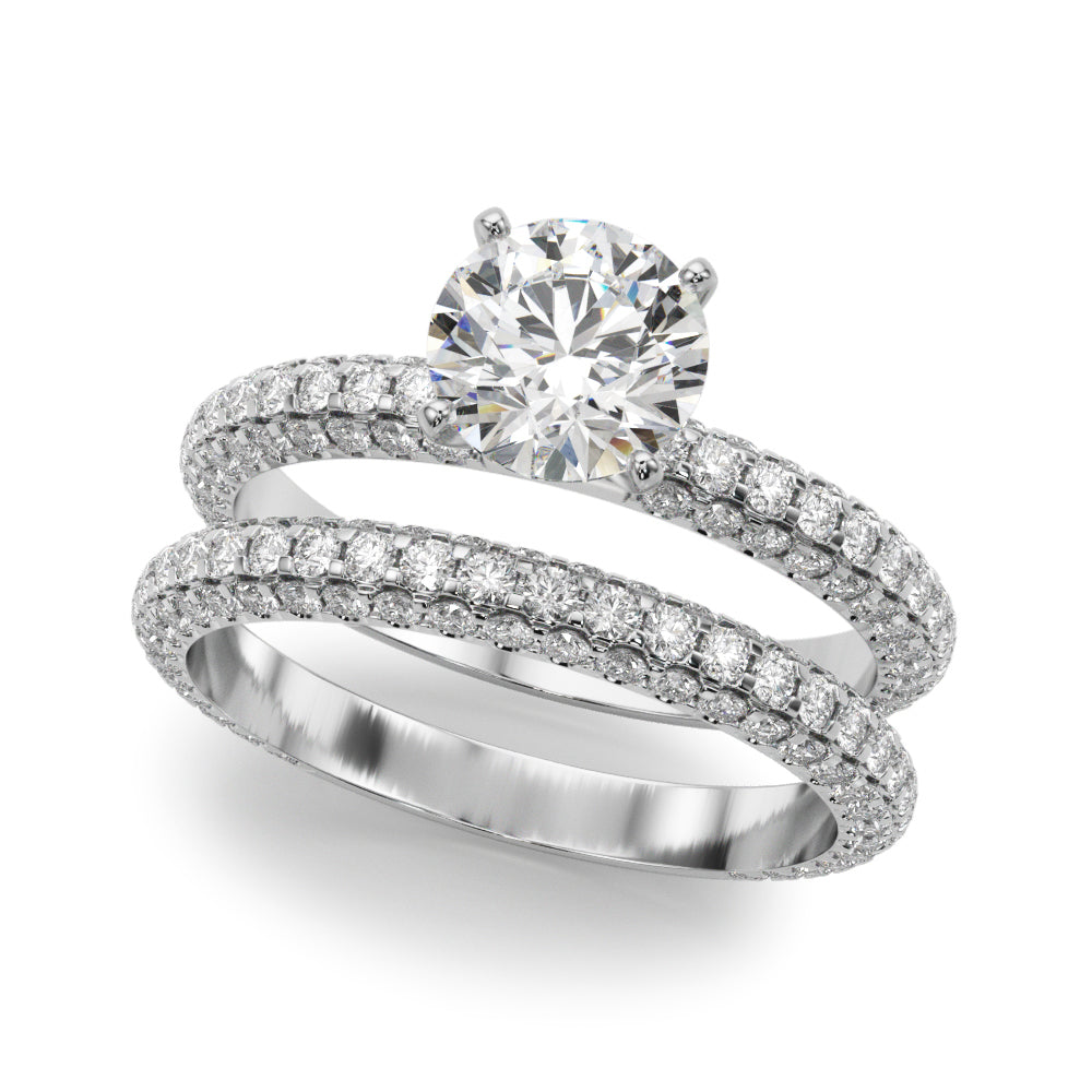 Signature Pave Engagement Ring Round Diamond Engagement Ring in 10K/14K gold and platinum with certified lab-grown or natural diamonds