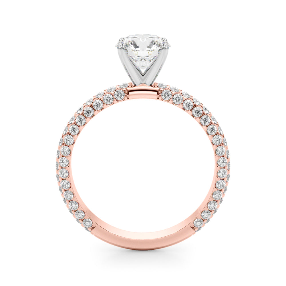 Signature Pave Engagement Ring Round Diamond Engagement Ring in 10K/14K gold and platinum with certified lab-grown or natural diamonds