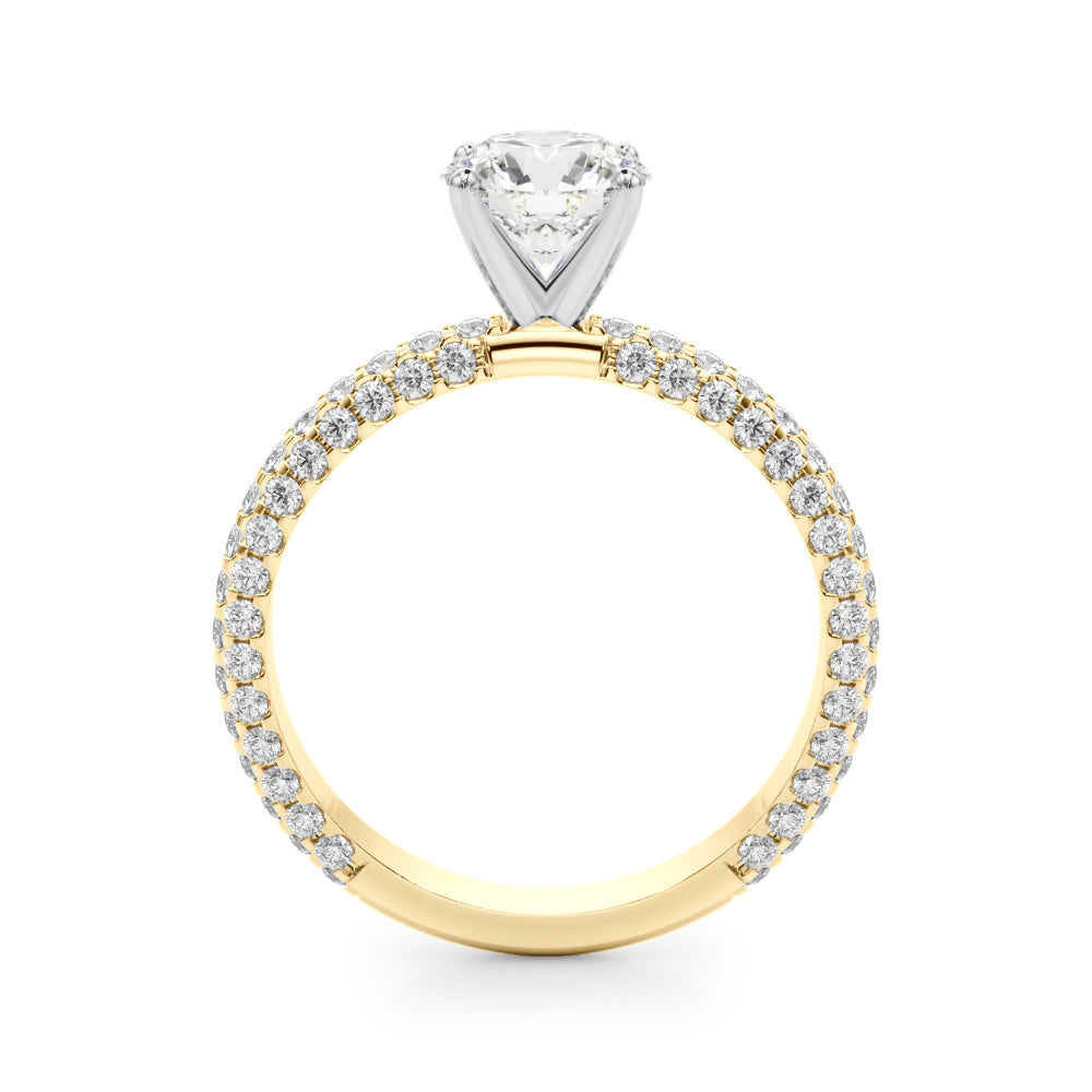 Signature Pave Engagement Ring Round Diamond Engagement Ring in 10K/14K gold and platinum with certified lab-grown or natural diamonds