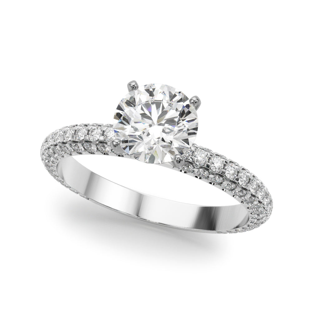 Signature Pave Engagement Ring Round Diamond Engagement Ring in 10K/14K gold and platinum with certified lab-grown or natural diamonds
