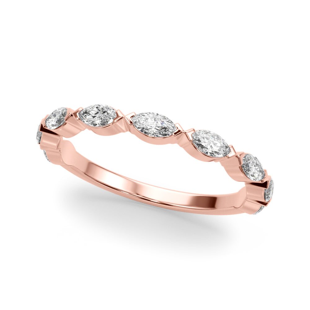 9-Stone V-Prong Marquise Half Eternity Ring in Gold & Platinum