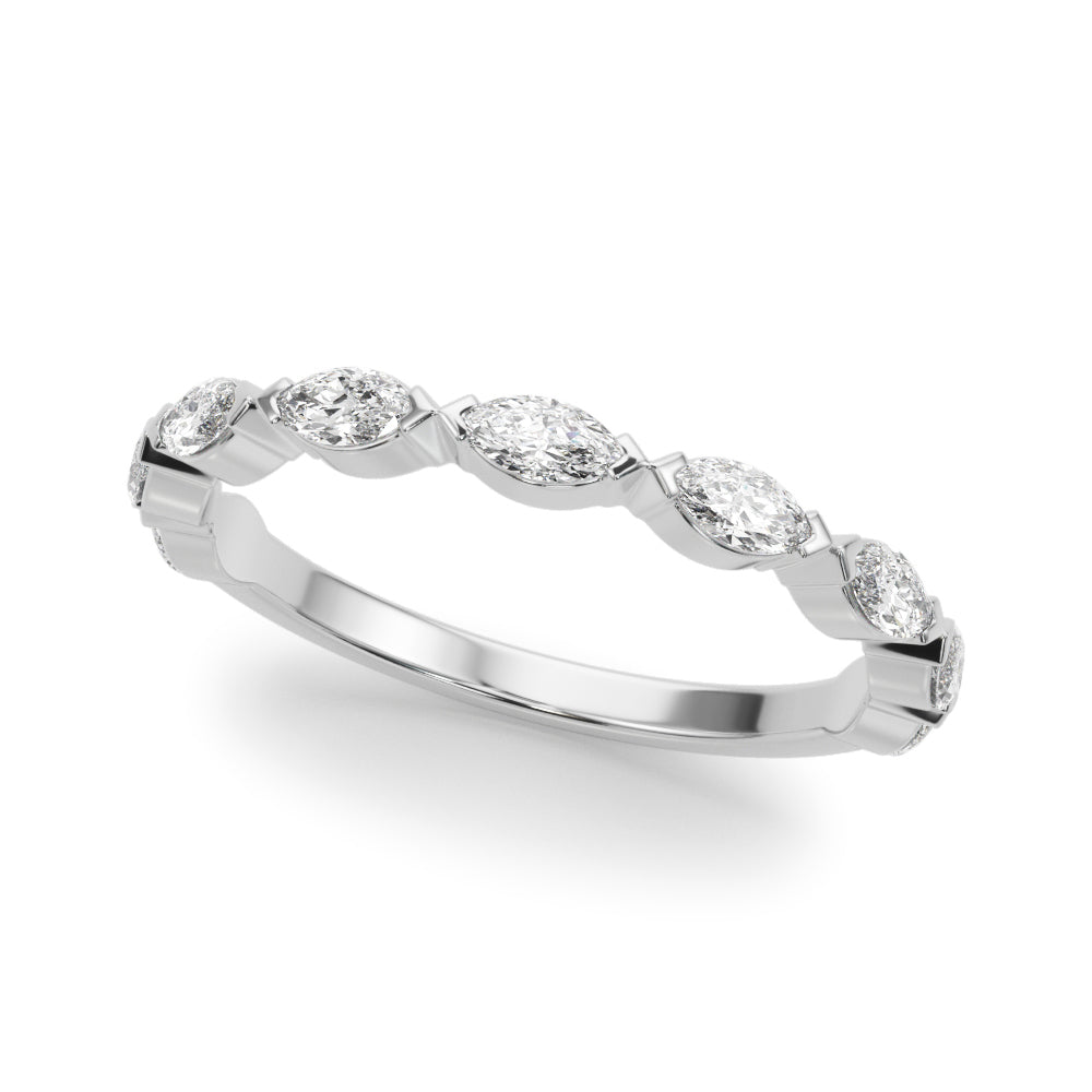 9-Stone V-Prong Marquise Half Eternity Ring in Gold & Platinum