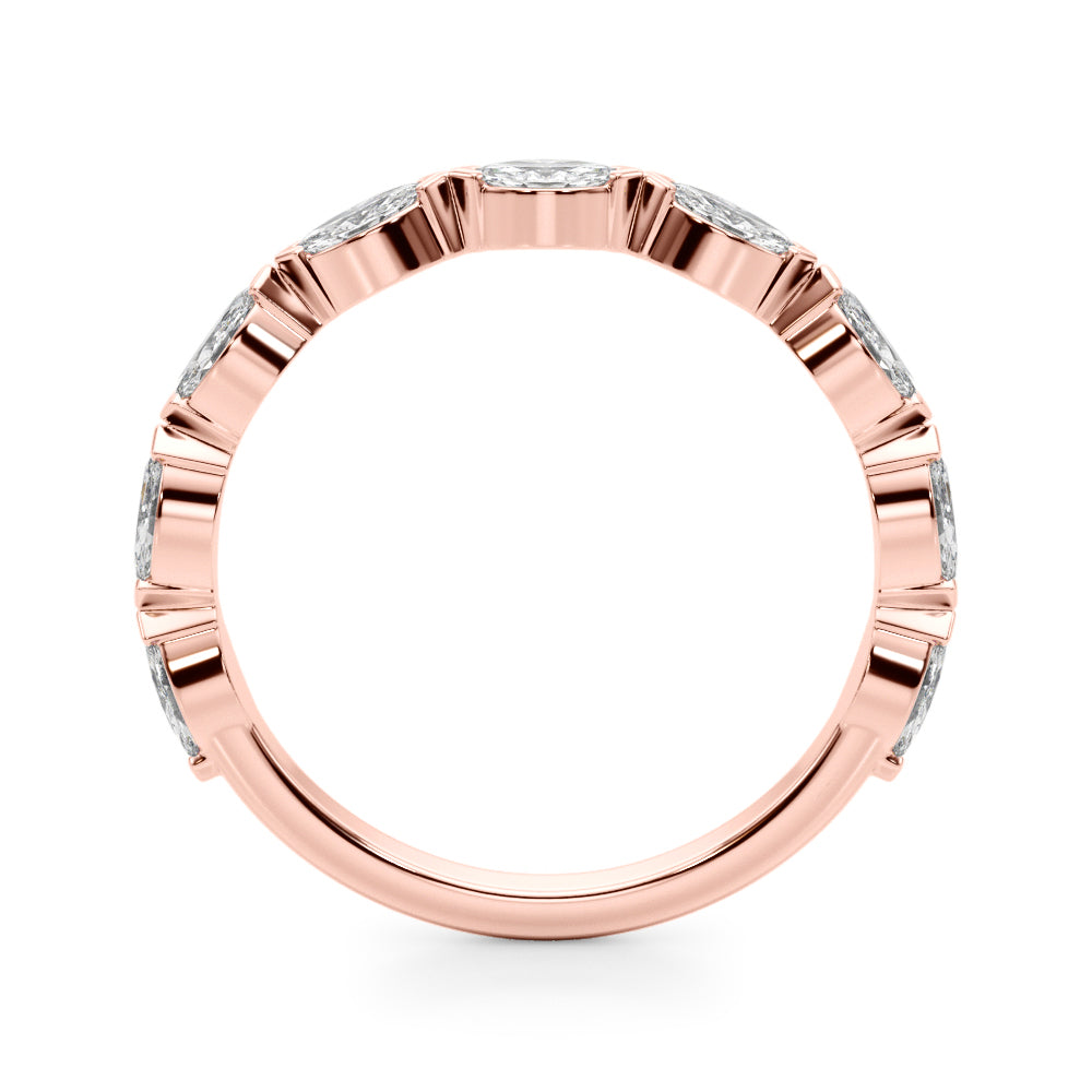 9-Stone V-Prong Marquise Half Eternity Ring in Gold & Platinum