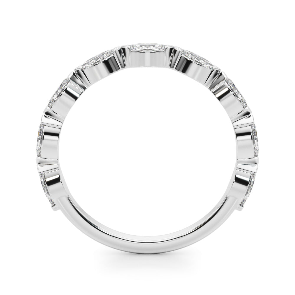 9-Stone V-Prong Marquise Half Eternity Ring in Gold & Platinum