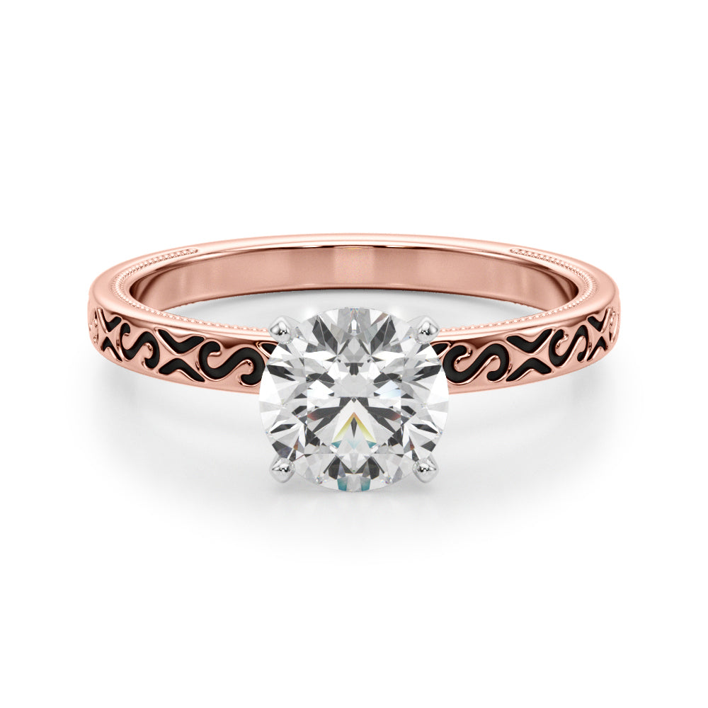 Majestic Solitaire Round Diamond Engagement Ring in 10K/14K gold and platinum with certified lab-grown or natural diamonds