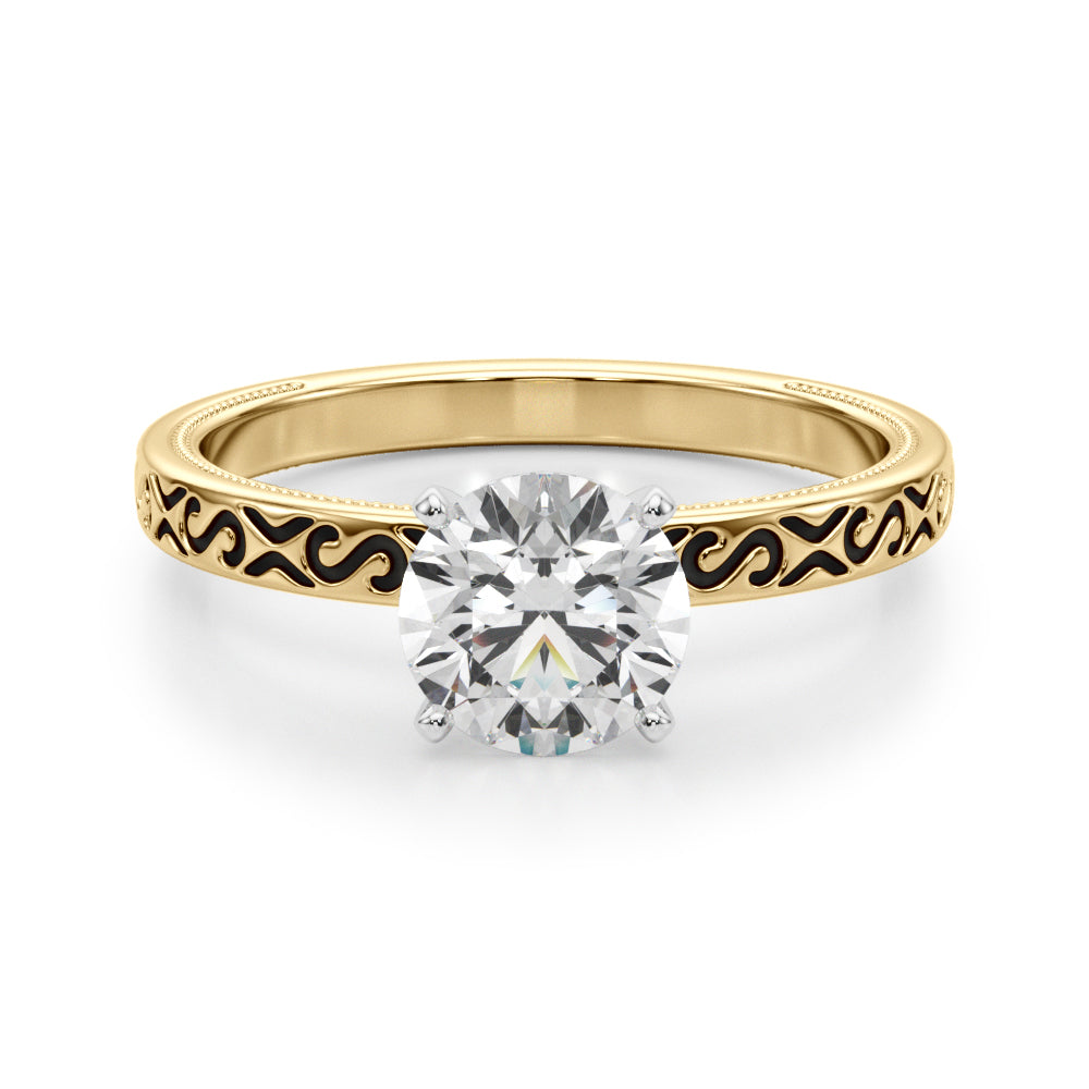 Majestic Solitaire Round Diamond Engagement Ring in 10K/14K gold and platinum with certified lab-grown or natural diamonds