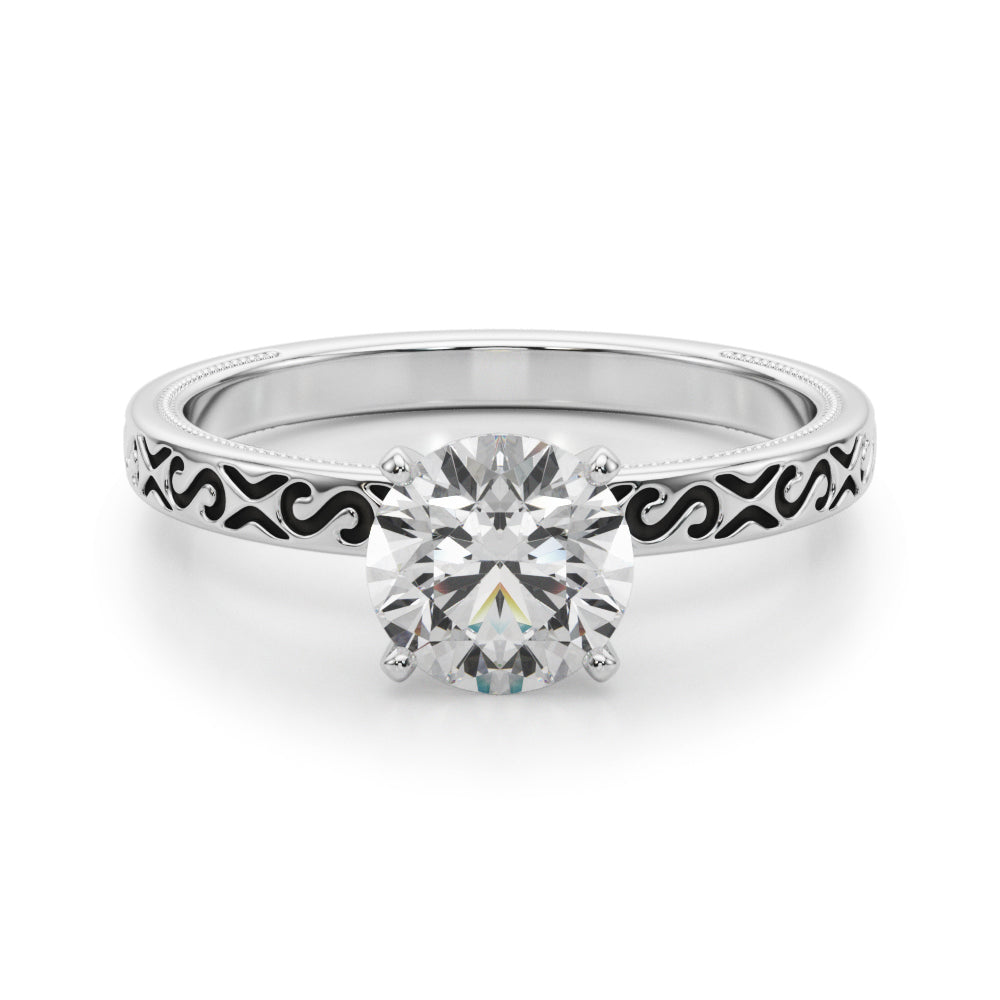 Majestic Solitaire Round Diamond Engagement Ring in 10K/14K gold and platinum with certified lab-grown or natural diamonds