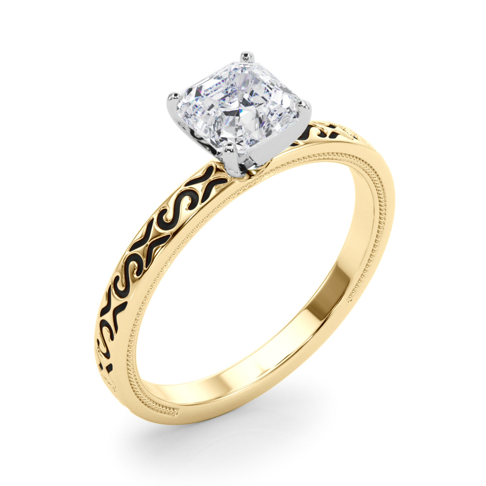 Majestic Solitaire Round Diamond Engagement Ring in 10K/14K gold and platinum with certified lab-grown or natural diamonds
