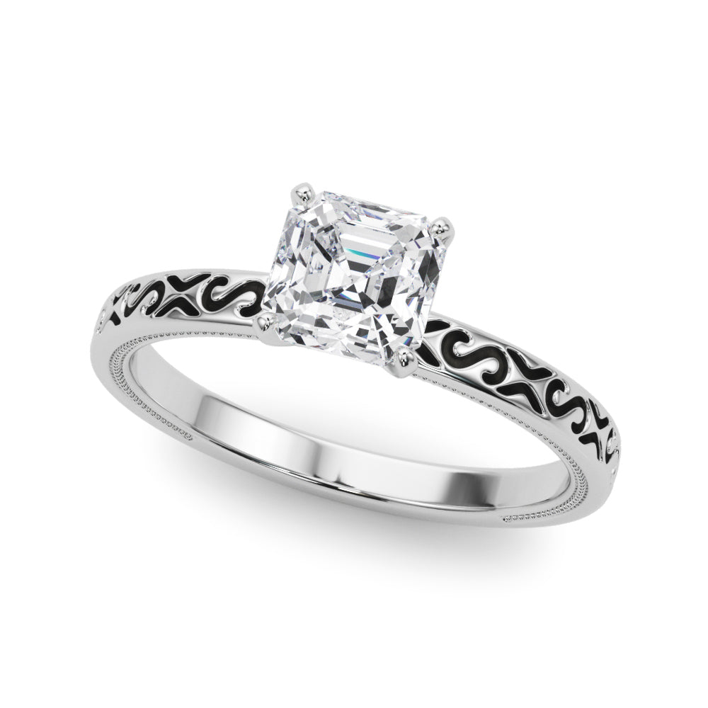 Majestic Solitaire Round Diamond Engagement Ring in 10K/14K gold and platinum with certified lab-grown or natural diamonds