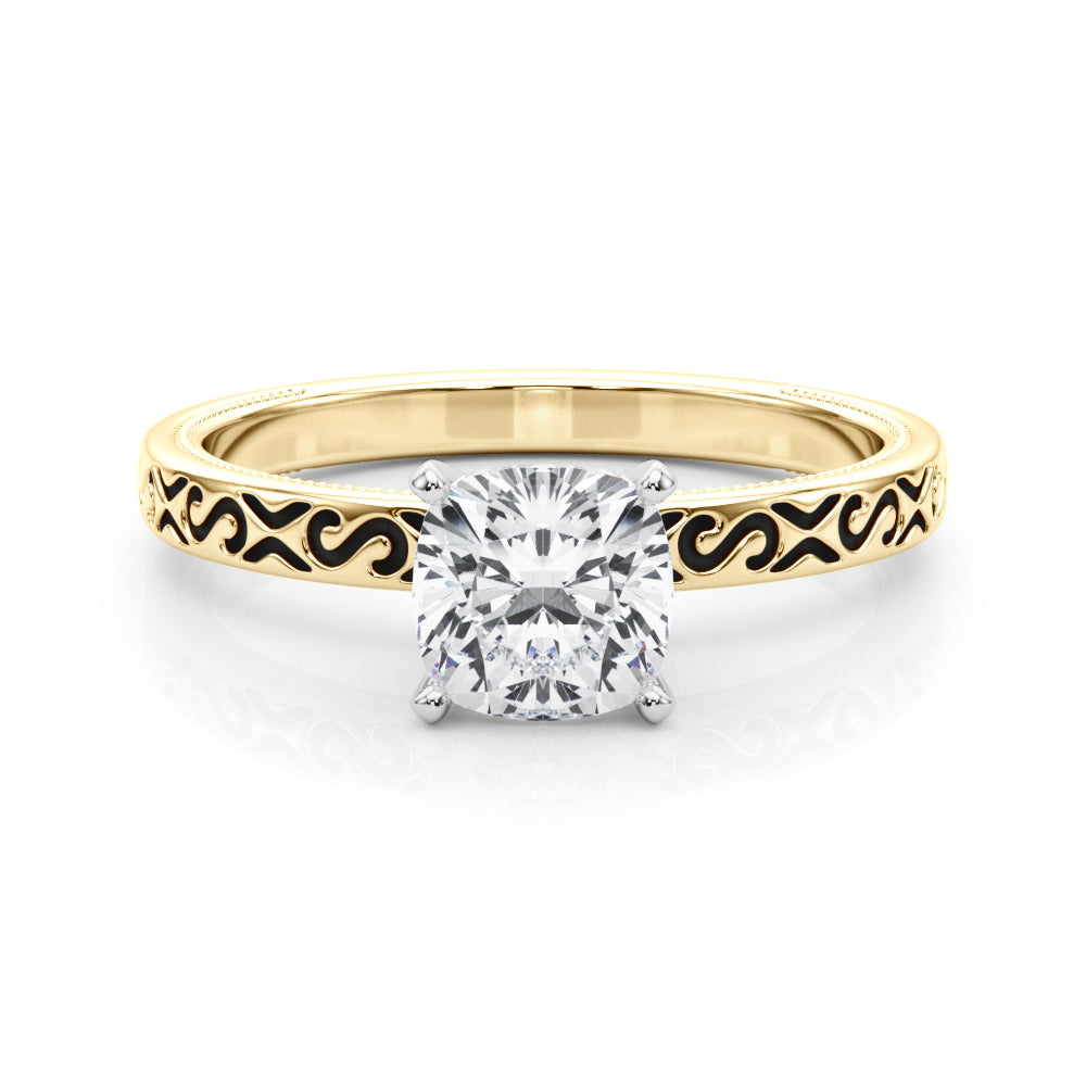 Majestic Solitaire Round Diamond Engagement Ring in 10K/14K gold and platinum with certified lab-grown or natural diamonds