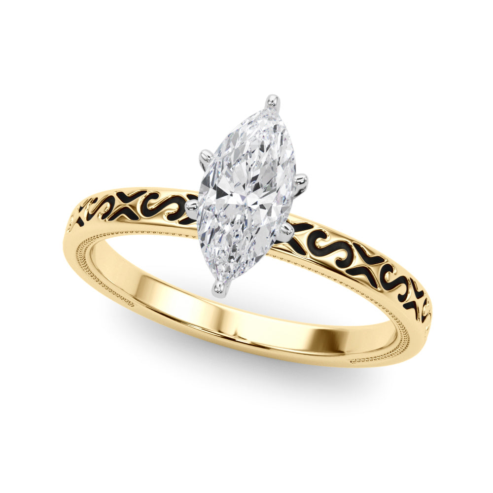 Majestic Solitaire Round Diamond Engagement Ring in 10K/14K gold and platinum with certified lab-grown or natural diamonds