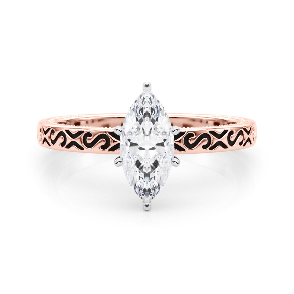 Majestic Solitaire Round Diamond Engagement Ring in 10K/14K gold and platinum with certified lab-grown or natural diamonds