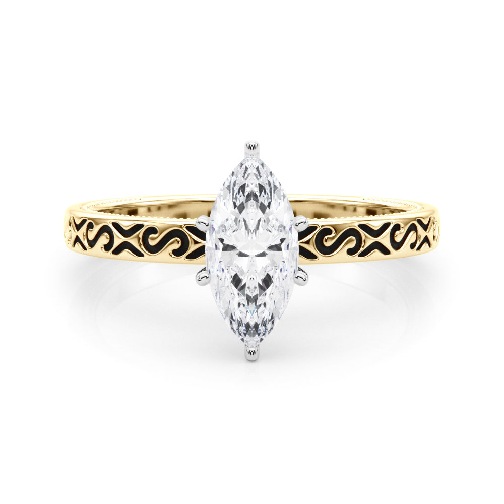 Majestic Solitaire Round Diamond Engagement Ring in 10K/14K gold and platinum with certified lab-grown or natural diamonds