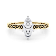 Majestic Solitaire Round Diamond Engagement Ring in 10K/14K gold and platinum with certified lab-grown or natural diamonds