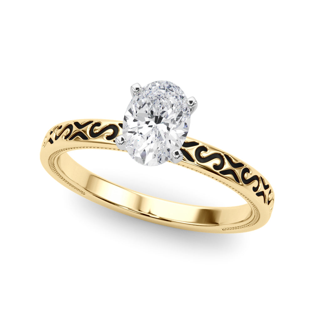Majestic Solitaire Round Diamond Engagement Ring in 10K/14K gold and platinum with certified lab-grown or natural diamonds