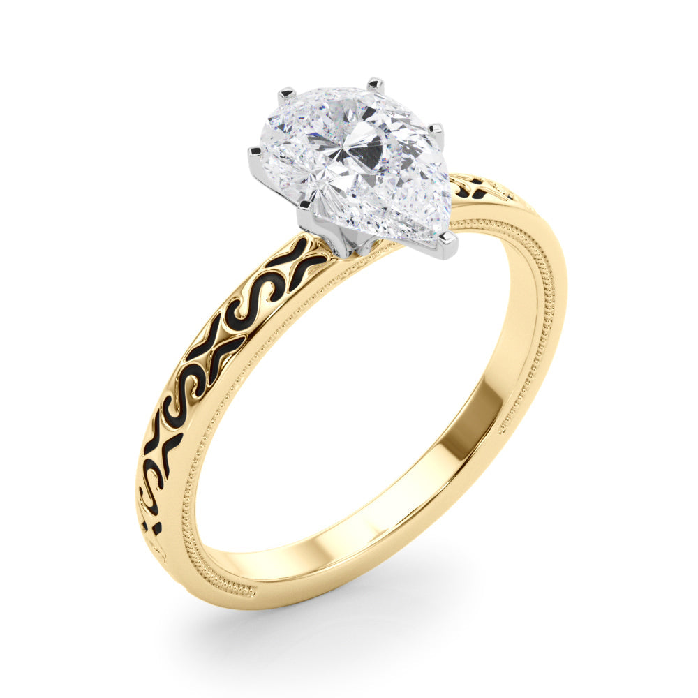 Majestic Solitaire Round Diamond Engagement Ring in 10K/14K gold and platinum with certified lab-grown or natural diamonds