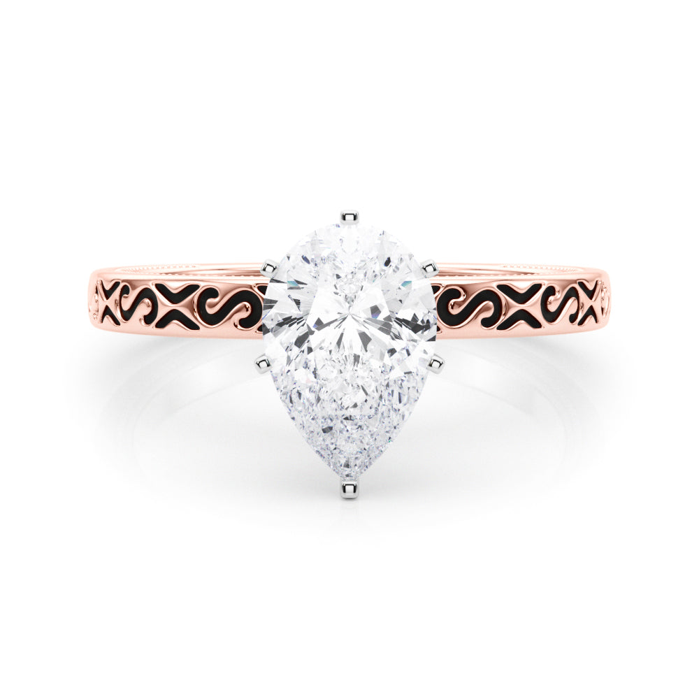Majestic Solitaire Round Diamond Engagement Ring in 10K/14K gold and platinum with certified lab-grown or natural diamonds