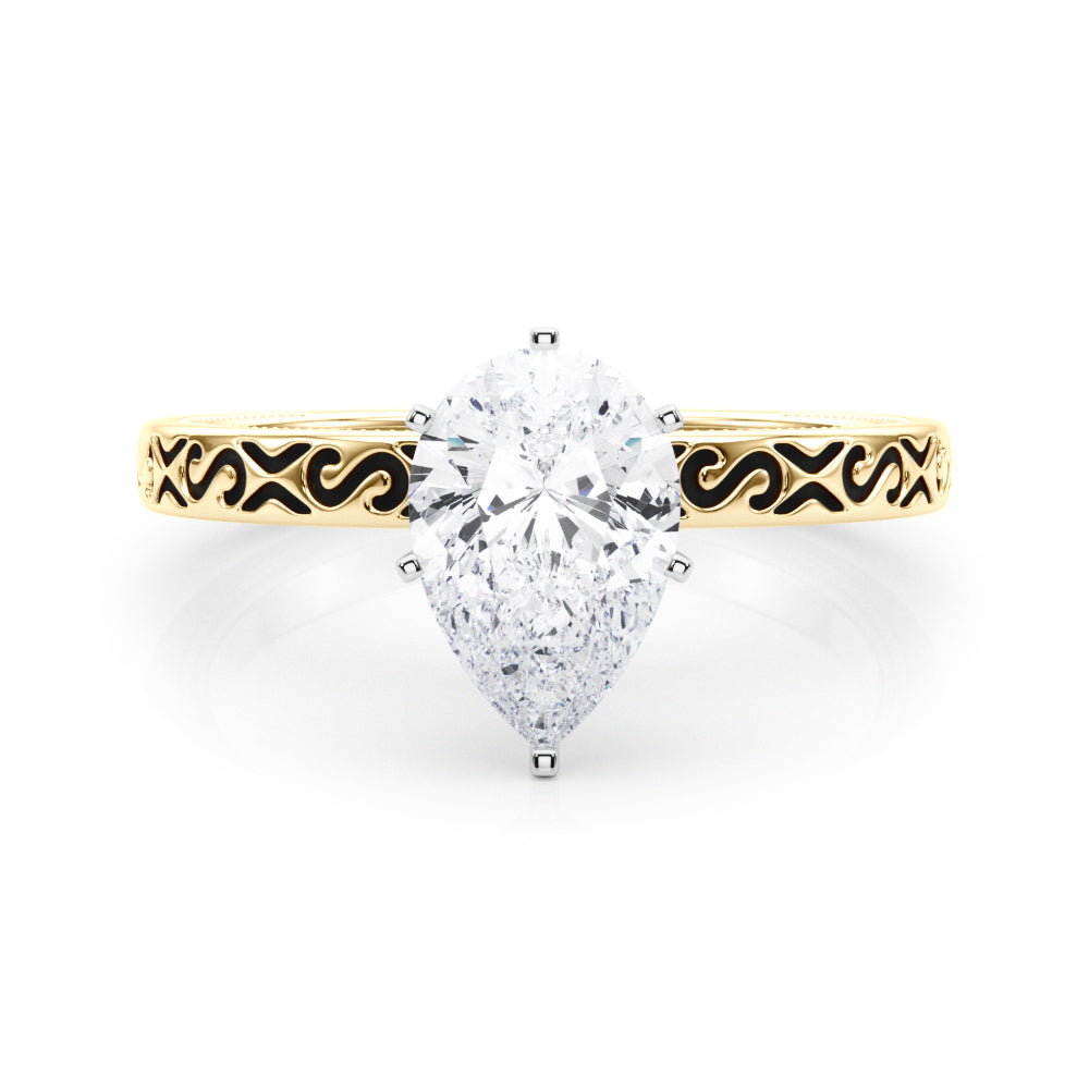 Majestic Solitaire Round Diamond Engagement Ring in 10K/14K gold and platinum with certified lab-grown or natural diamonds