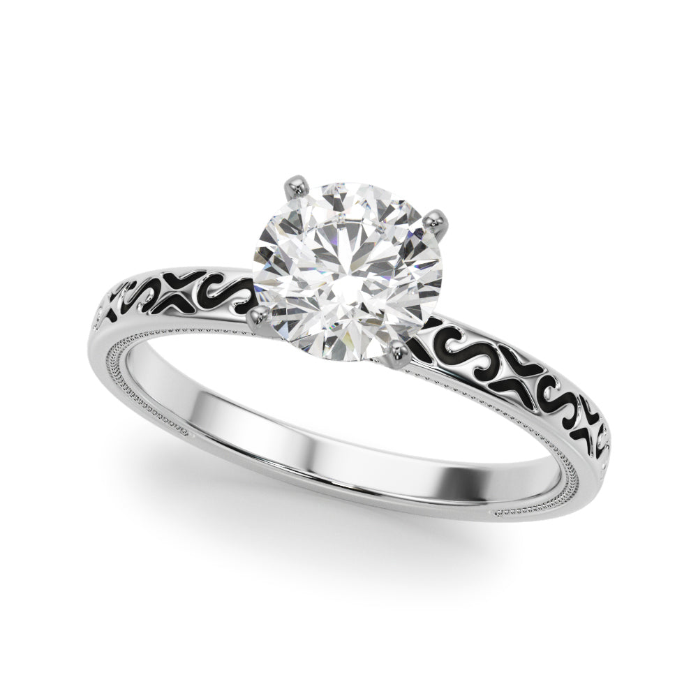 Majestic Solitaire Round Diamond Engagement Ring in 10K/14K gold and platinum with certified lab-grown or natural diamonds