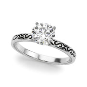Majestic Solitaire Round Diamond Engagement Ring in 10K/14K gold and platinum with certified lab-grown or natural diamonds