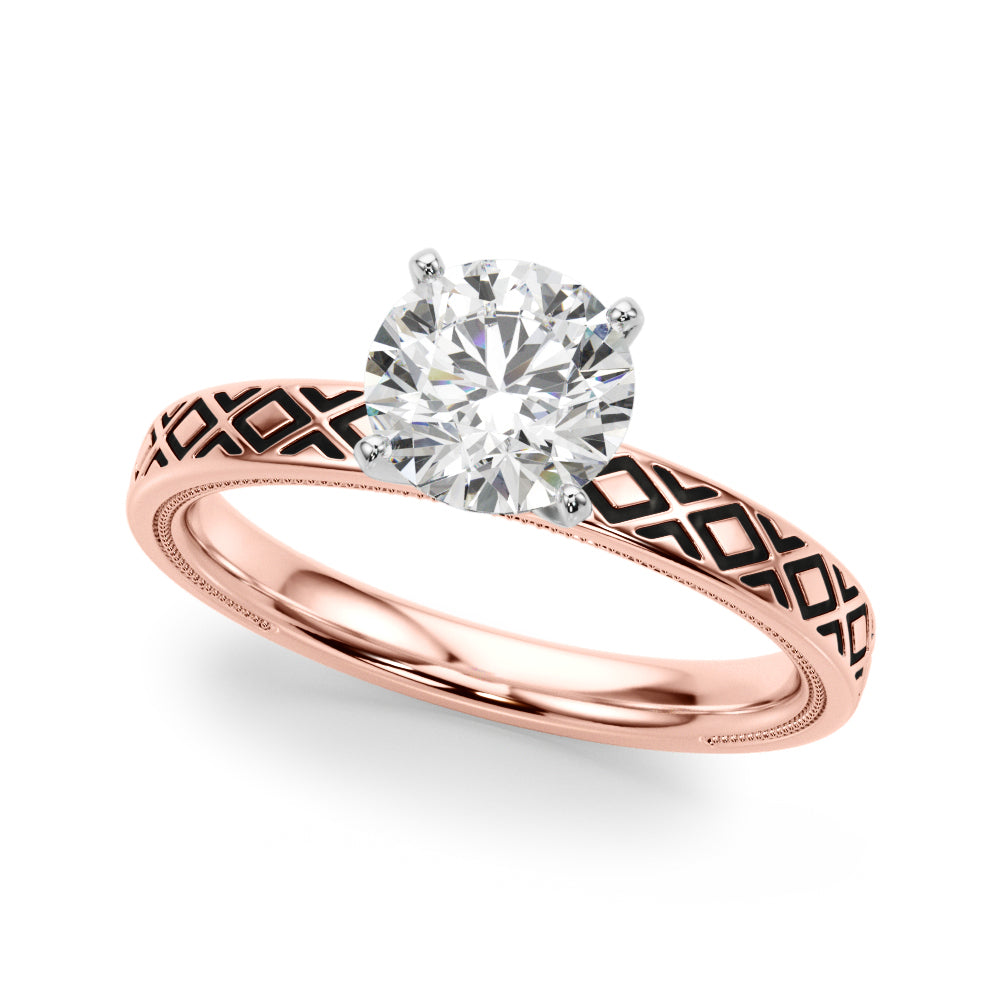 Sculpted Solitaire Round Diamond Engagement Ring in 10K/14K gold and platinum with certified lab-grown or natural diamonds