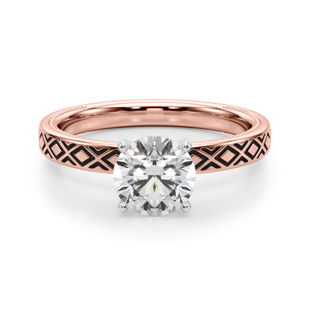 Sculpted Solitaire Round Diamond Engagement Ring in 10K/14K gold and platinum with certified lab-grown or natural diamonds