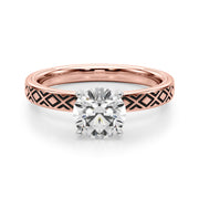 Sculpted Solitaire Round Diamond Engagement Ring in 10K/14K gold and platinum with certified lab-grown or natural diamonds