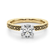 Sculpted Solitaire Round Diamond Engagement Ring in 10K/14K gold and platinum with certified lab-grown or natural diamonds