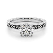 Sculpted Solitaire Round Diamond Engagement Ring in 10K/14K gold and platinum with certified lab-grown or natural diamonds