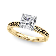 Sculpted Solitaire Round Diamond Engagement Ring in 10K/14K gold and platinum with certified lab-grown or natural diamonds