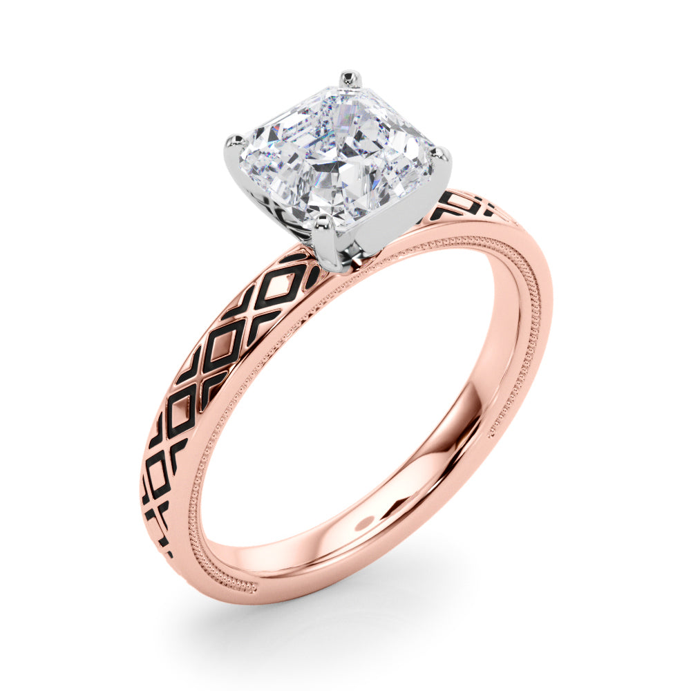 Sculpted Solitaire Round Diamond Engagement Ring in 10K/14K gold and platinum with certified lab-grown or natural diamonds