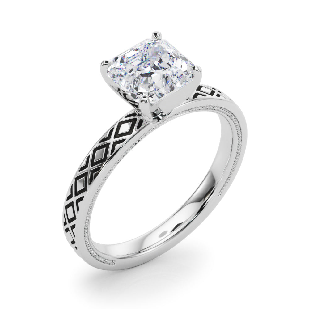 Sculpted Solitaire Round Diamond Engagement Ring in 10K/14K gold and platinum with certified lab-grown or natural diamonds