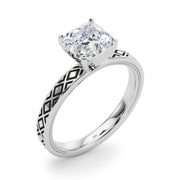Sculpted Solitaire Round Diamond Engagement Ring in 10K/14K gold and platinum with certified lab-grown or natural diamonds