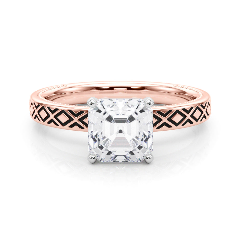 Sculpted Solitaire Round Diamond Engagement Ring in 10K/14K gold and platinum with certified lab-grown or natural diamonds