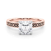 Sculpted Solitaire Round Diamond Engagement Ring in 10K/14K gold and platinum with certified lab-grown or natural diamonds