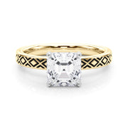 Sculpted Solitaire Round Diamond Engagement Ring in 10K/14K gold and platinum with certified lab-grown or natural diamonds