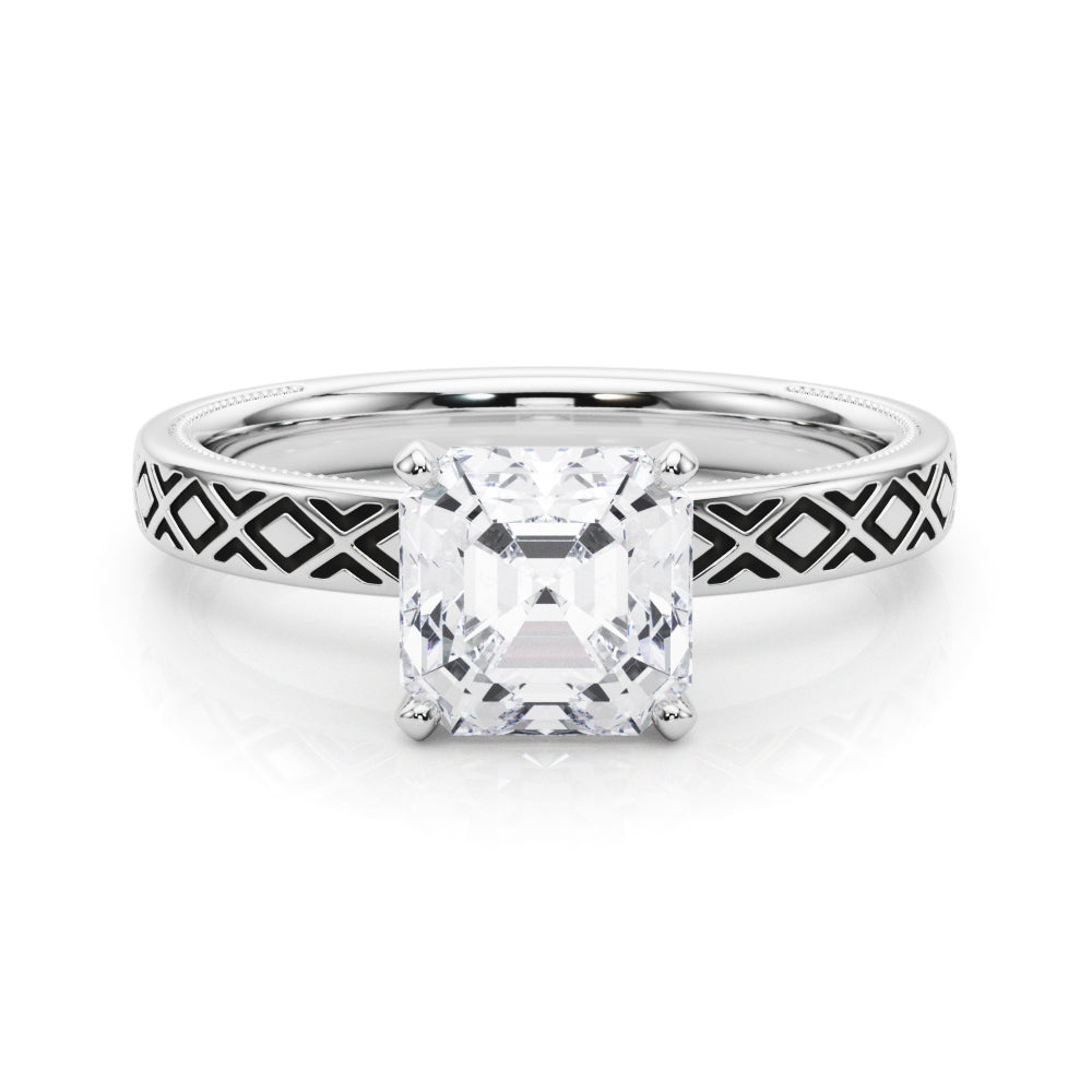 Sculpted Solitaire Round Diamond Engagement Ring in 10K/14K gold and platinum with certified lab-grown or natural diamonds