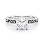 Sculpted Solitaire Round Diamond Engagement Ring in 10K/14K gold and platinum with certified lab-grown or natural diamonds