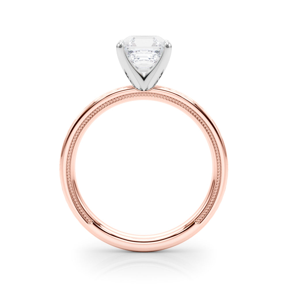 Sculpted Solitaire Round Diamond Engagement Ring in 10K/14K gold and platinum with certified lab-grown or natural diamonds