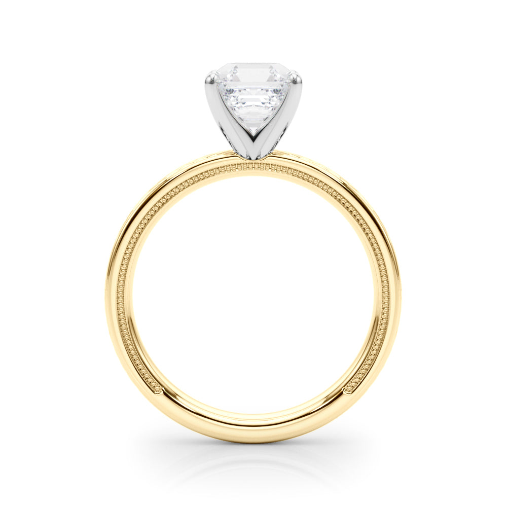 Sculpted Solitaire Round Diamond Engagement Ring in 10K/14K gold and platinum with certified lab-grown or natural diamonds