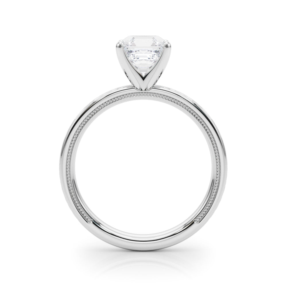 Sculpted Solitaire Round Diamond Engagement Ring in 10K/14K gold and platinum with certified lab-grown or natural diamonds